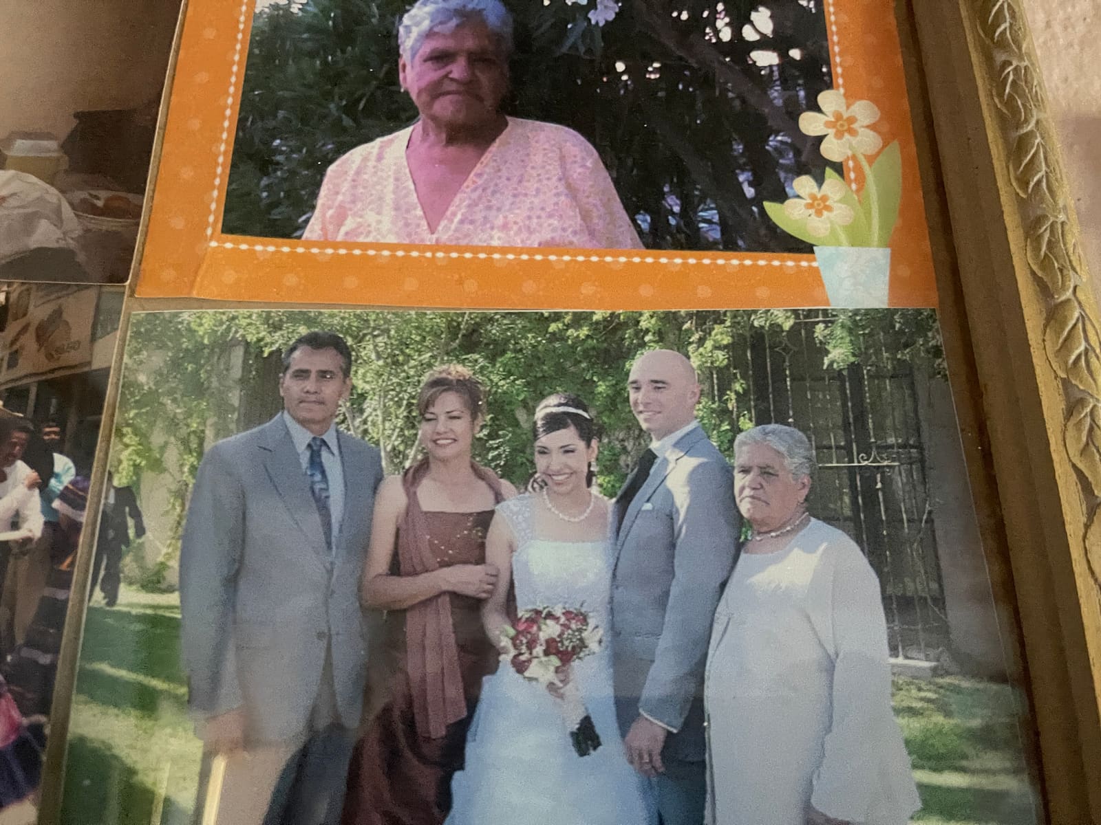 Nana's portrait, and the family at a wedding